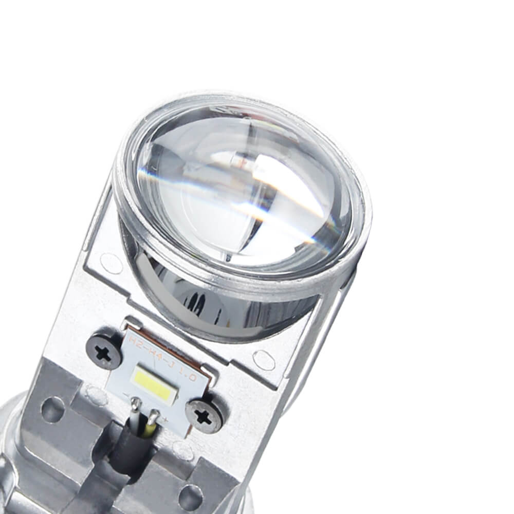 H4 trois couleurs LED Bulbe de phare avec mini lentille projecteur JG-Y6