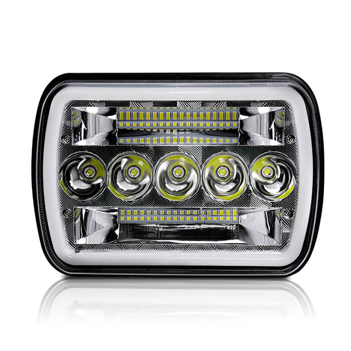 7x6 Angel Eyes Drl LED Square Headlight pour le camion JG-1003-HP